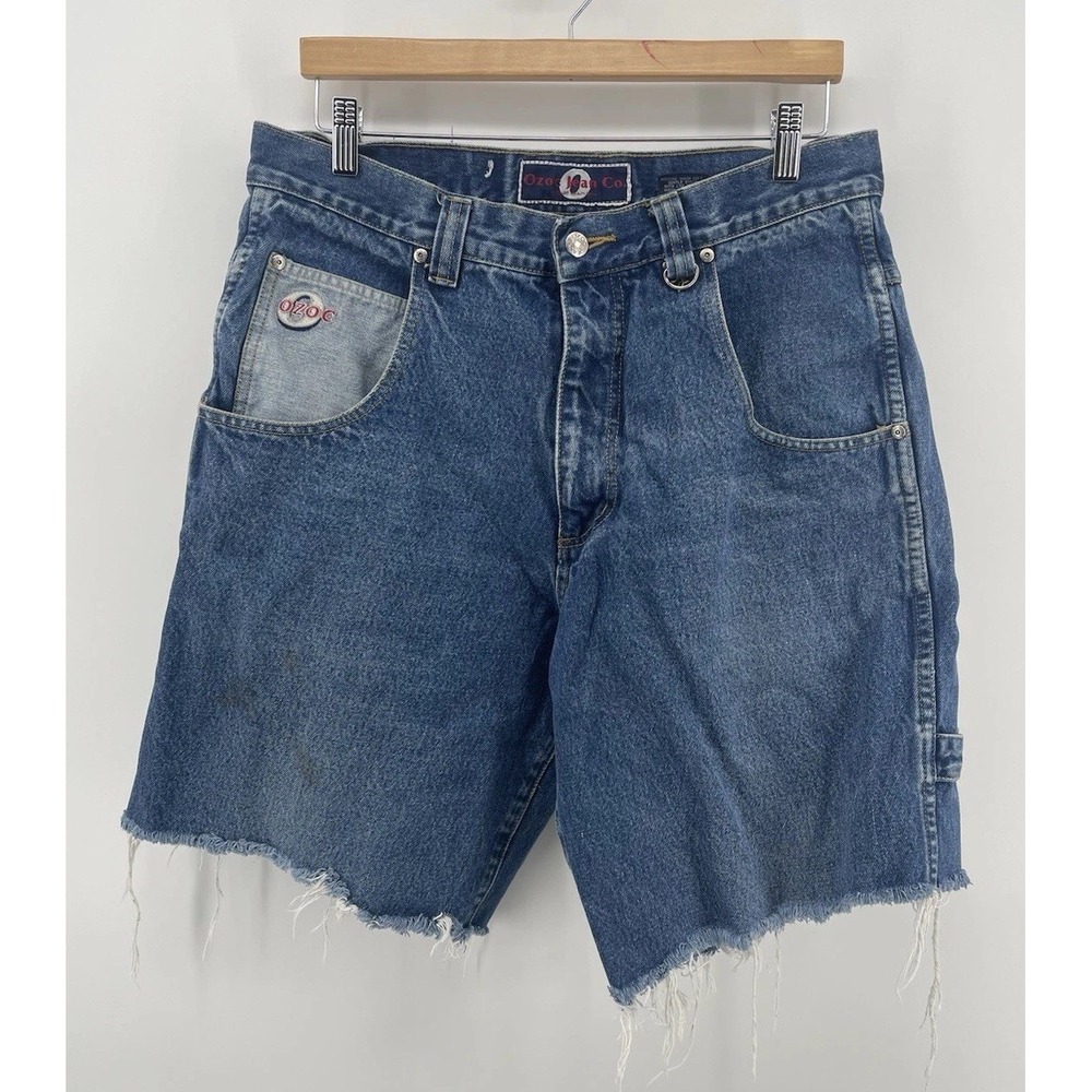 Vintage Ozoc Jean Co Denim Shorts Men 34 Distressed Cut Off‎ Y2K
